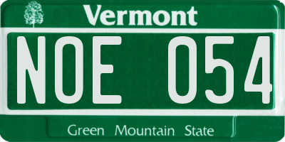 VT license plate NOE054