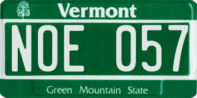 VT license plate NOE057