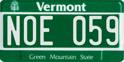VT license plate NOE059