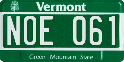 VT license plate NOE061
