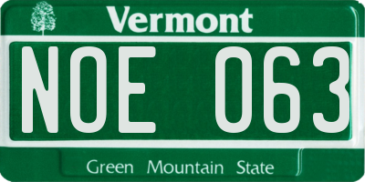 VT license plate NOE063