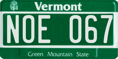 VT license plate NOE067