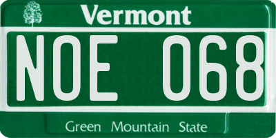 VT license plate NOE068
