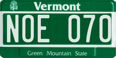 VT license plate NOE070