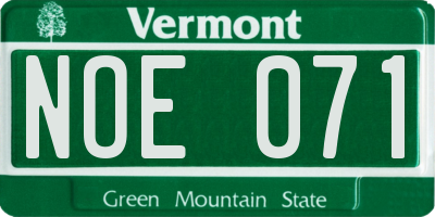 VT license plate NOE071