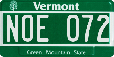 VT license plate NOE072