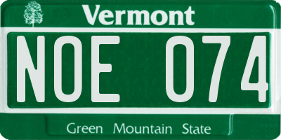 VT license plate NOE074