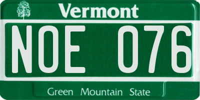 VT license plate NOE076