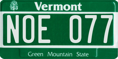 VT license plate NOE077