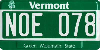 VT license plate NOE078