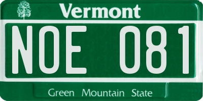 VT license plate NOE081