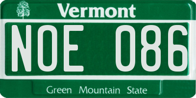 VT license plate NOE086
