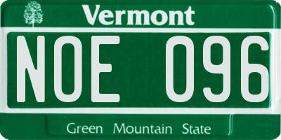 VT license plate NOE096