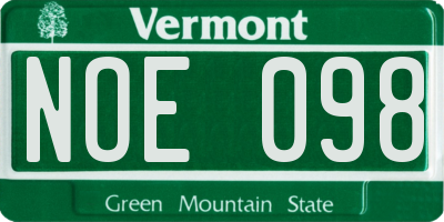 VT license plate NOE098