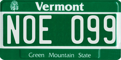 VT license plate NOE099
