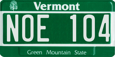 VT license plate NOE104