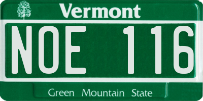VT license plate NOE116