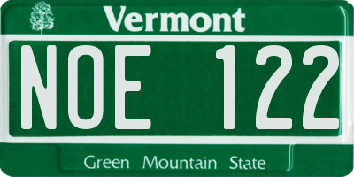 VT license plate NOE122