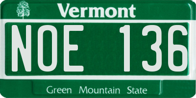 VT license plate NOE136