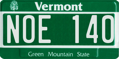 VT license plate NOE140