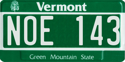VT license plate NOE143