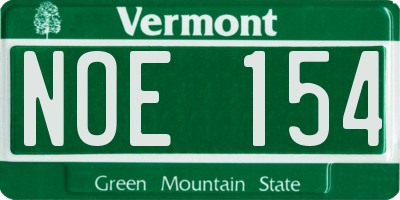 VT license plate NOE154