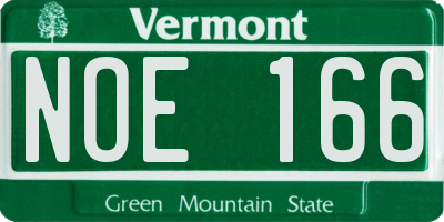 VT license plate NOE166