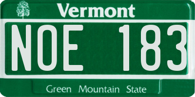 VT license plate NOE183