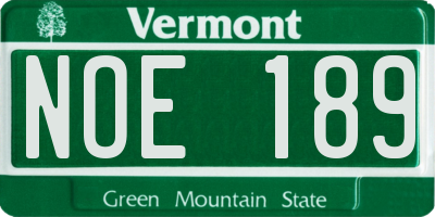 VT license plate NOE189