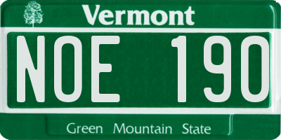 VT license plate NOE190