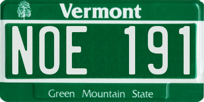VT license plate NOE191