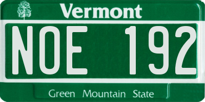 VT license plate NOE192