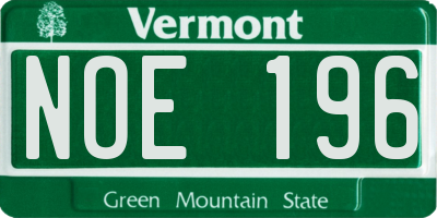 VT license plate NOE196