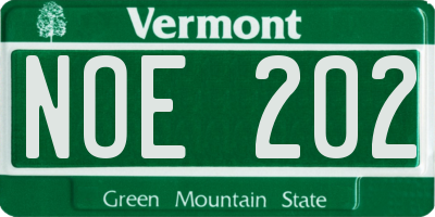 VT license plate NOE202