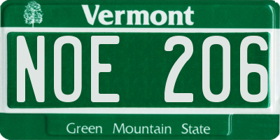VT license plate NOE206