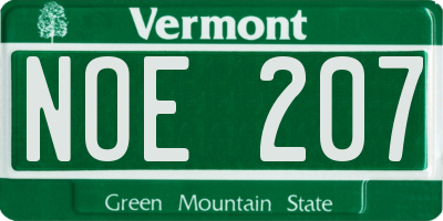 VT license plate NOE207