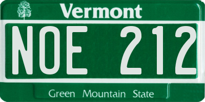 VT license plate NOE212