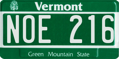 VT license plate NOE216