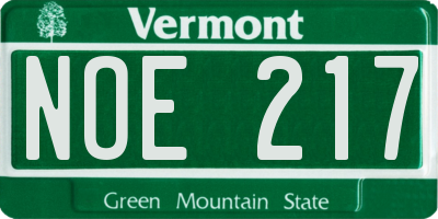 VT license plate NOE217