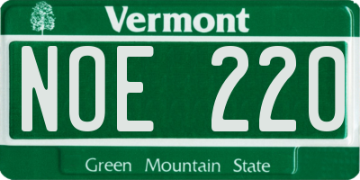 VT license plate NOE220