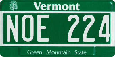 VT license plate NOE224