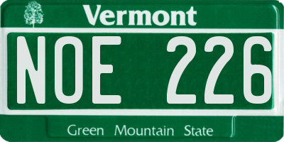 VT license plate NOE226