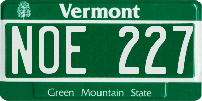 VT license plate NOE227