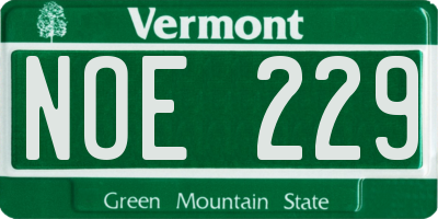 VT license plate NOE229