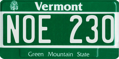 VT license plate NOE230