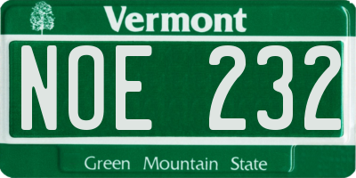 VT license plate NOE232