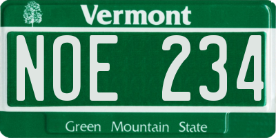 VT license plate NOE234