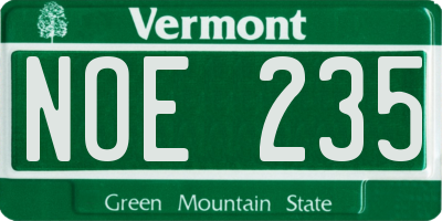 VT license plate NOE235