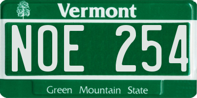 VT license plate NOE254