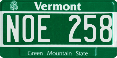 VT license plate NOE258